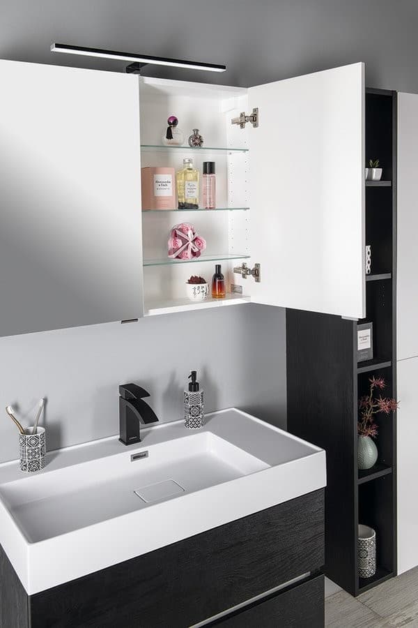 RIWA szafka z lustrem LED, 81x70x17cm, sosna rustykalna