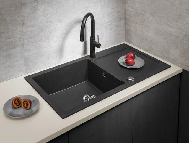 Granitowy zlewozmywak wpuszczany jednokomorowy z ociekaczem 97x50cm