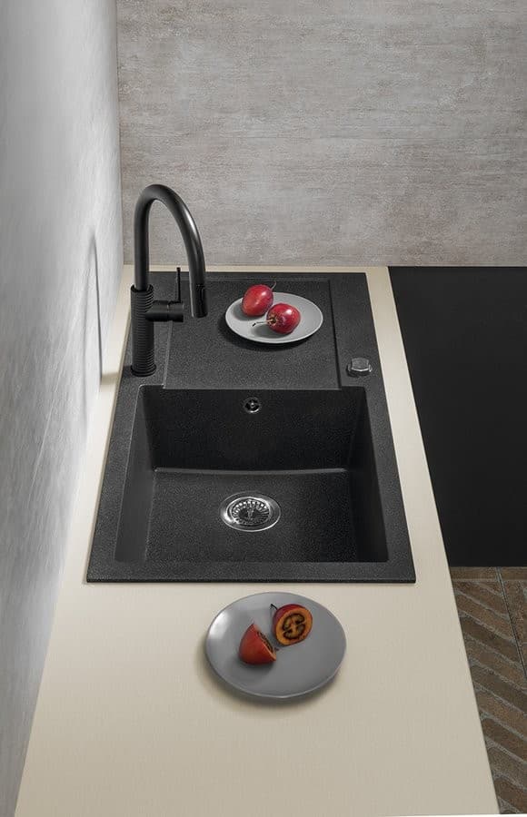 Granitowy zlewozmywak wpuszczany jednokomorowy z ociekaczem 97x50cm