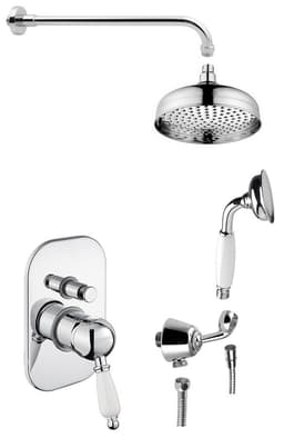 KIRKÉ WHITE zestaw prysznicowy z baterią podtynkową, biały