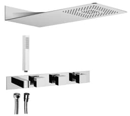 Zestaw prysznicowy z baterią termostatyczną, 2-funkcyjny, kwadratowy