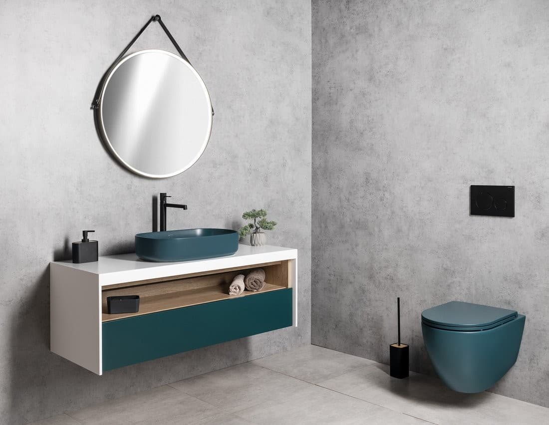 ORBITER okrągłe lustro LED z paskiem skórzanym, ø 70cm