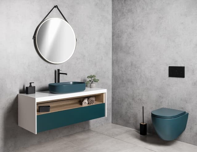 ORBITER okrągłe lustro LED z paskiem skórzanym, ø 70cm