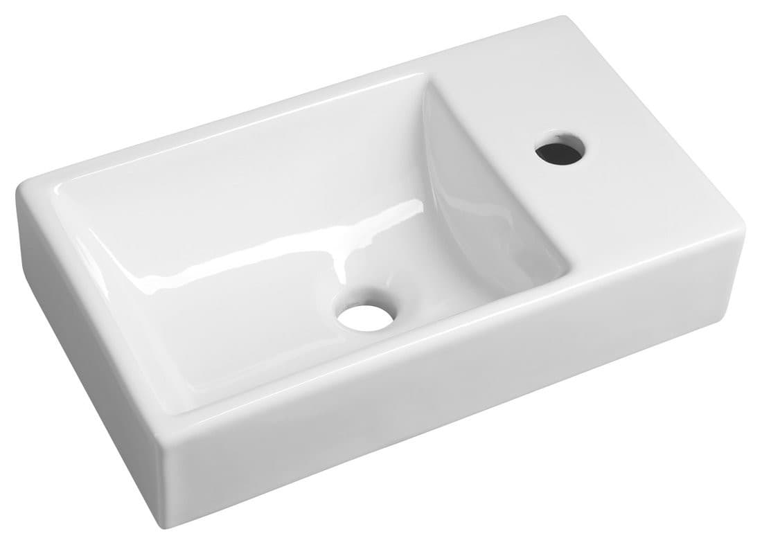 MINOS ceramiczna umywalka 45x26cm z baterią z prawej