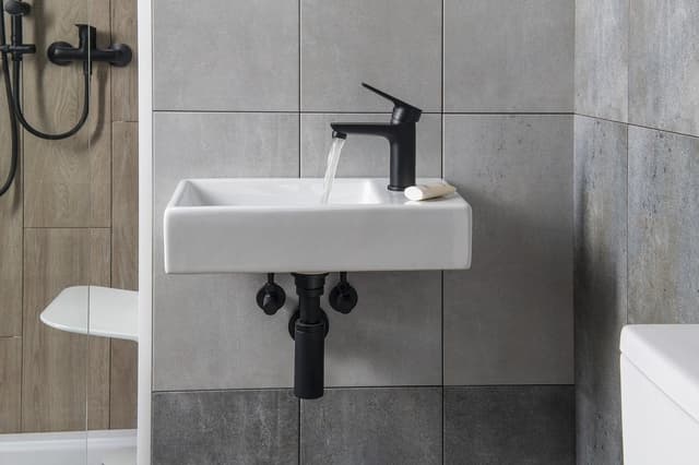 MINOS ceramiczna umywalka 45x26cm z baterią z prawej