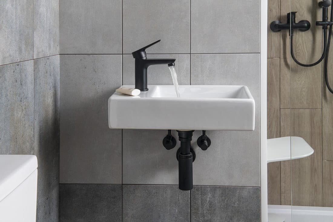 MINOS umywalka ceramiczna 45x26 cm z baterią lewą