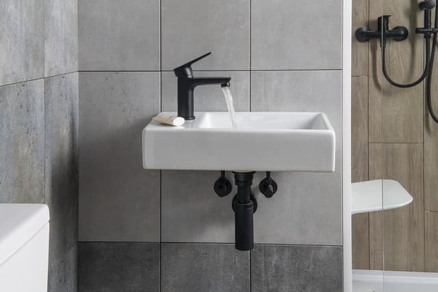 MINOS umywalka ceramiczna 45x26 cm z baterią lewą