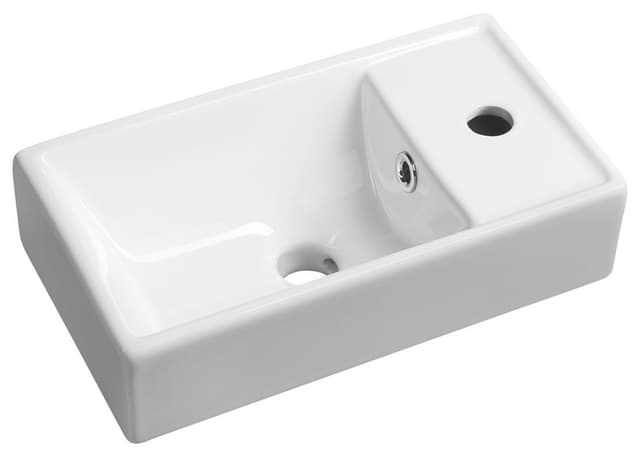 MINOS ceramiczna umywalka 40x22cm z baterią z prawej strony