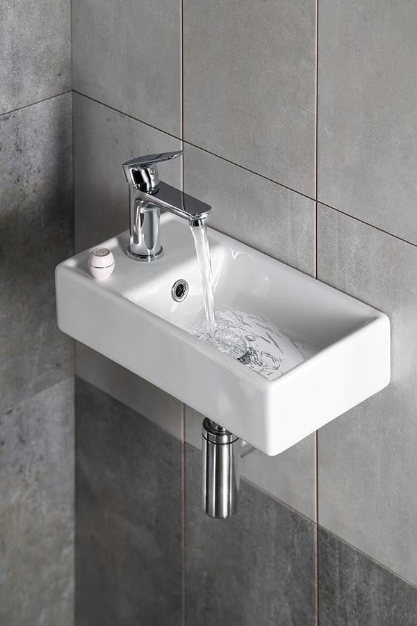 MINOS umywalka ceramiczna 40x22 cm z baterią lewą