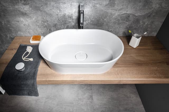 GERANO umywalka kompozytowa nablatowa 60x38cm z pokrywą