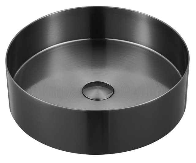 AURUM umywalka stal nierdzewna 38 cm z korkiem antracytowy