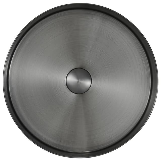 AURUM umywalka stal nierdzewna 38 cm z korkiem antracytowy