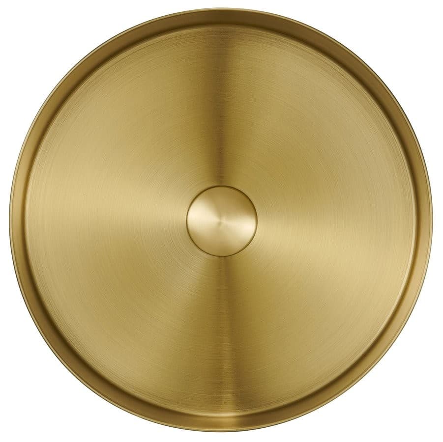 AURUM umywalka stal nierdzewna 38 cm z korkiem, złota mat