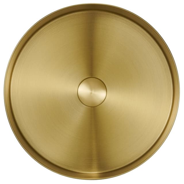 AURUM umywalka stal nierdzewna 38 cm z korkiem, złota mat