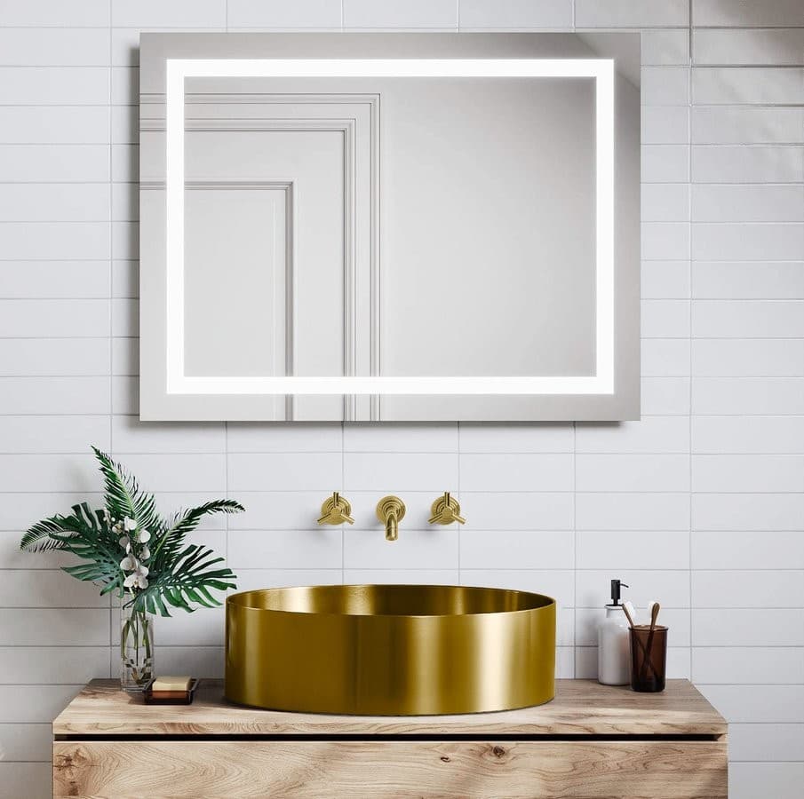 AURUM umywalka stal nierdzewna 38 cm z korkiem, złota mat