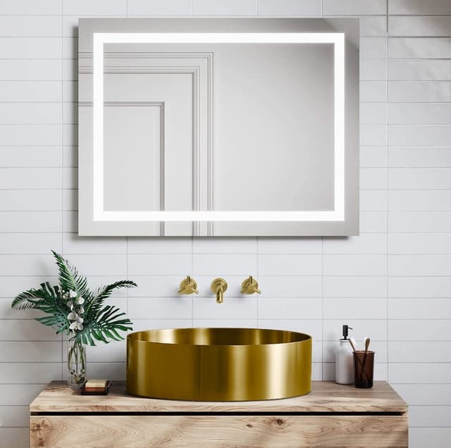 AURUM umywalka stal nierdzewna 38 cm z korkiem, złota mat