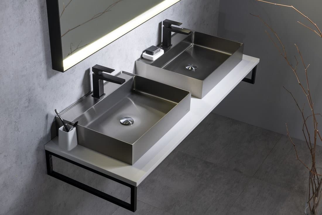 AURUM umywalka stal nierdzewna 55x42 cm z korkiem