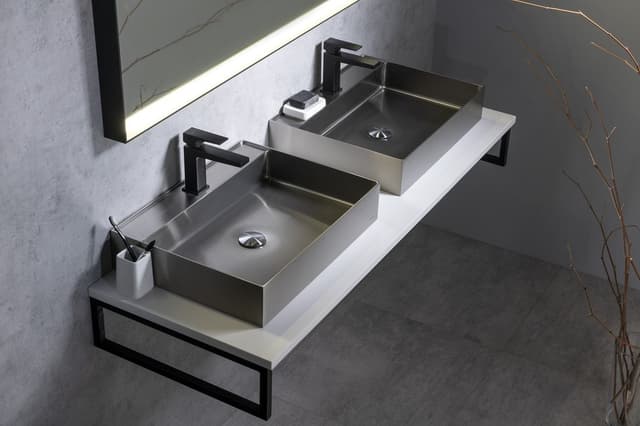 AURUM umywalka stal nierdzewna 55x42 cm z korkiem