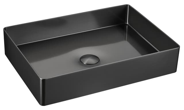 AURUM umywalka stal nierdzewna 50x35 cm z korkiem antracyt