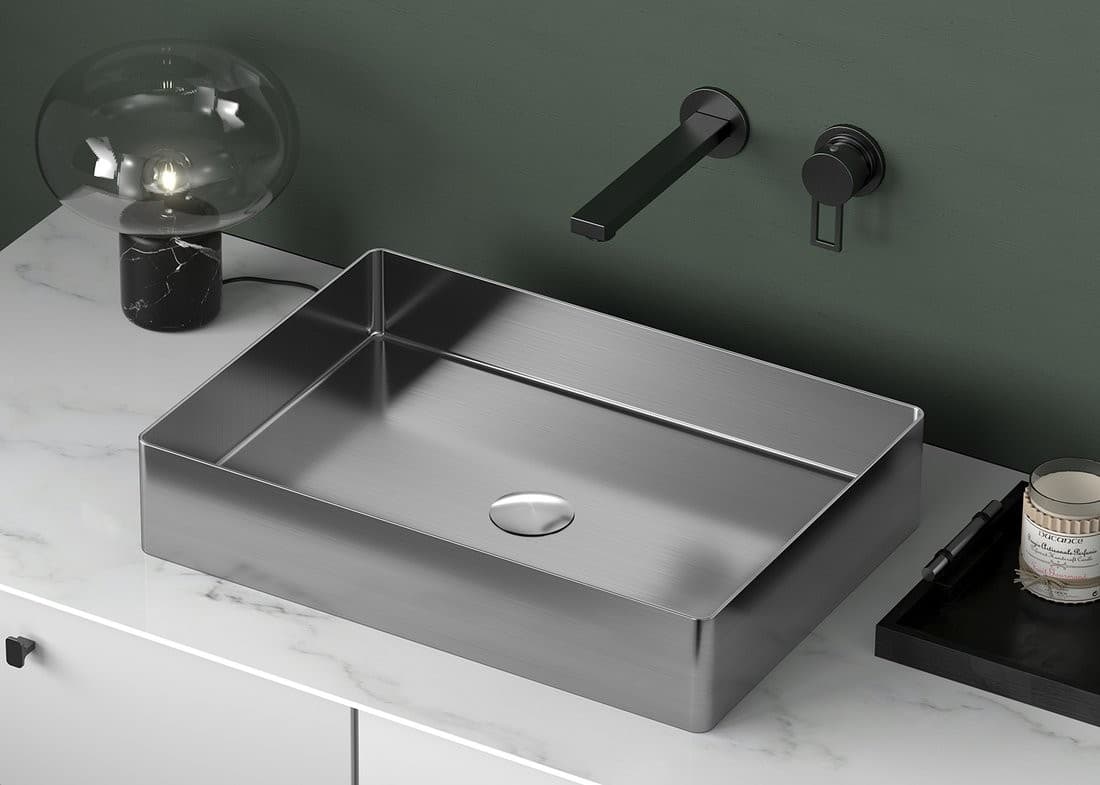 AURUM umywalka ze stali nierdzewnej 50x35 cm z korkiem