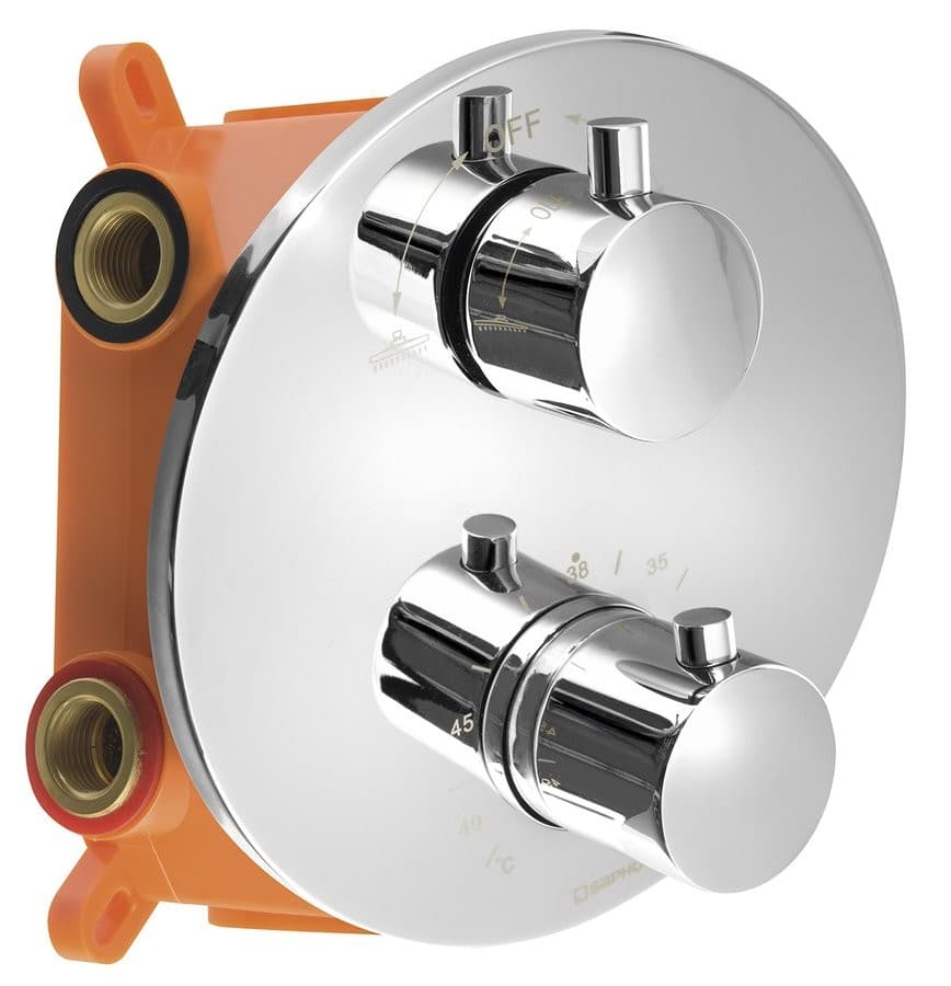 Termostatyczna bateria prysznicowa podtynkowa SOLARIS, 2 wyjścia, chrom