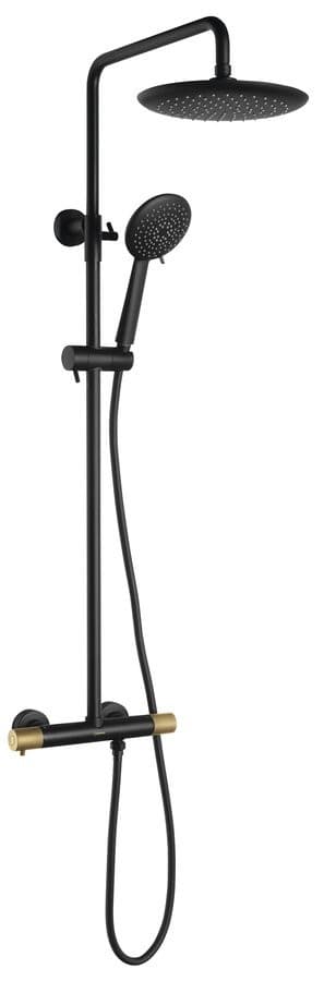 SOLARIS zestaw prysznicowy z baterią termostatyczną czarny/złoty