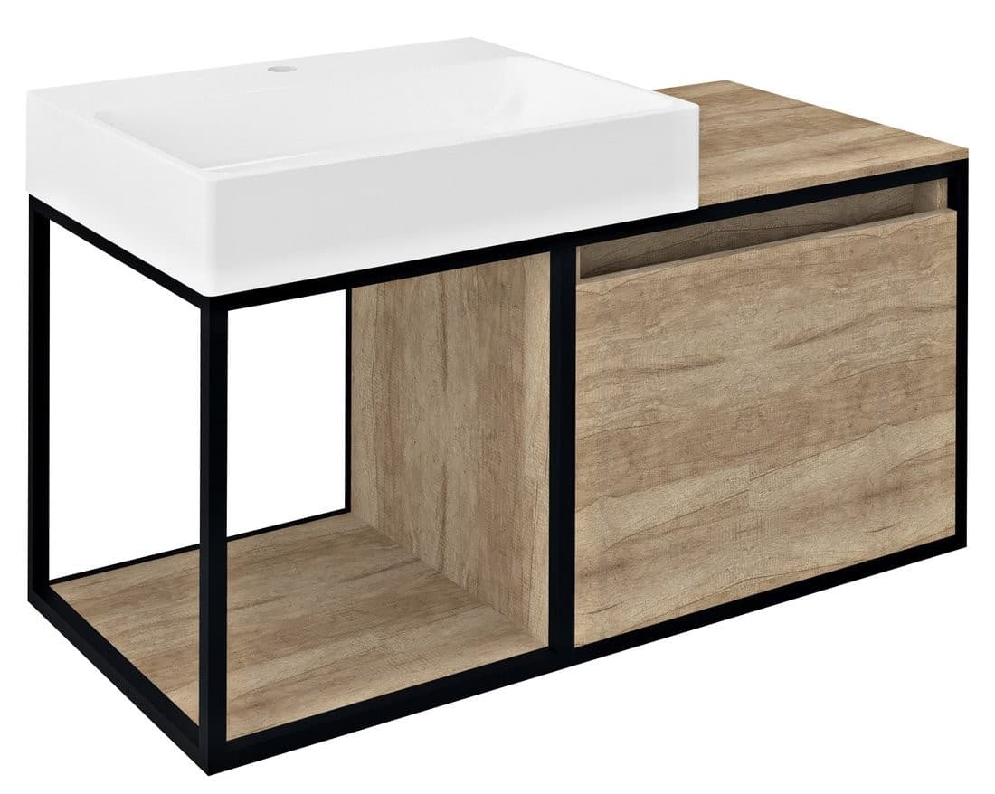 SKARA szafka pod umywalkę 100x49,5cm czarny mat/dąb Alabama