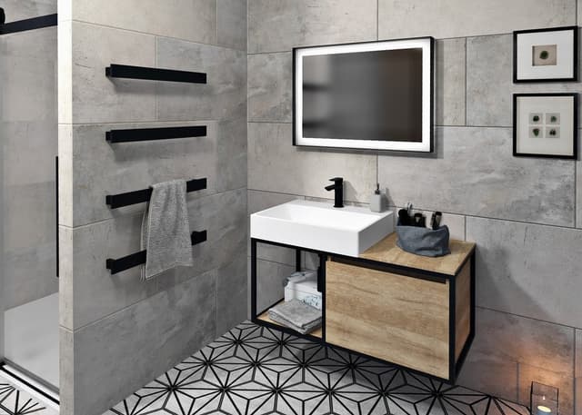 SKARA szafka pod umywalkę 100x49,5cm czarny mat/dąb Alabama