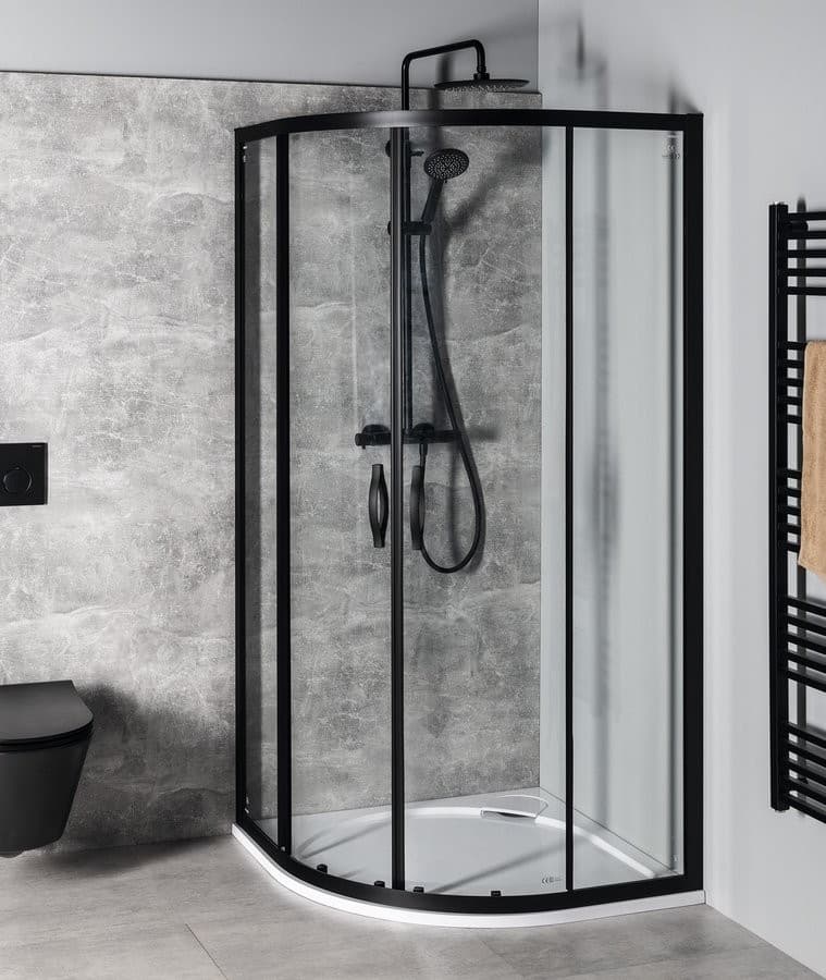 SIGMA SIMPLY BLACK półokrągła kabina prysznicowa 800x800mm