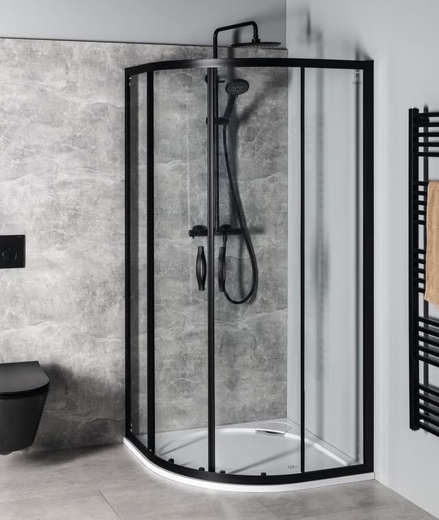 SIGMA SIMPLY BLACK półokrągła kabina prysznicowa 800x800mm