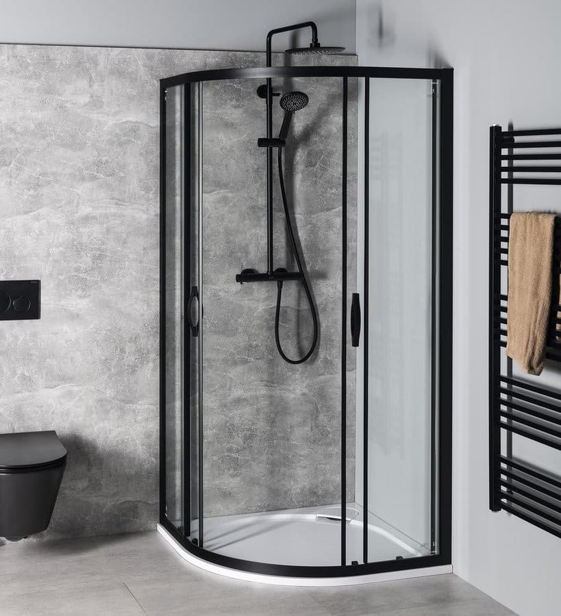 SIGMA SIMPLY BLACK półokrągła kabina prysznicowa 800x800mm