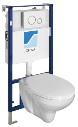 TAURUS WC wiszące Rimless z przyciskiem Schwab, biały