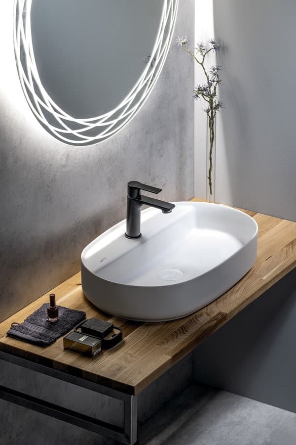 INFINITY OVAL ceramiczna umywalka nablatowa 60x40cm