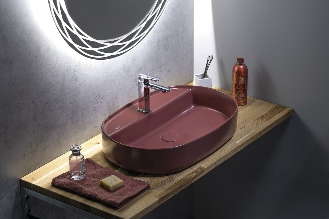 INFINITY OVAL nablatowa umywalka ceramiczna 60x40 cm