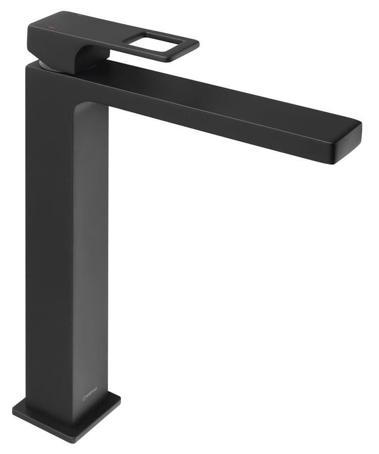 FORATA wysoka bateria umywalkowa z przedłużoną wylewką czarny mat