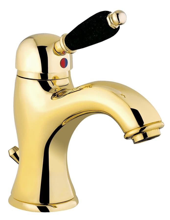 KIRKÉ BLACK bateria umywalkowa z odpływem czarna, złota