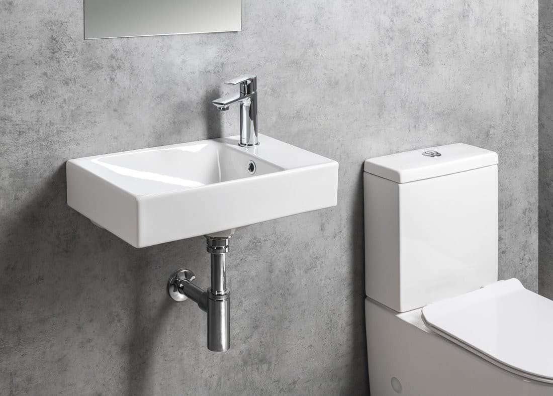 NUALI umywalka ceramiczna 50x30 cm, z baterią po prawej