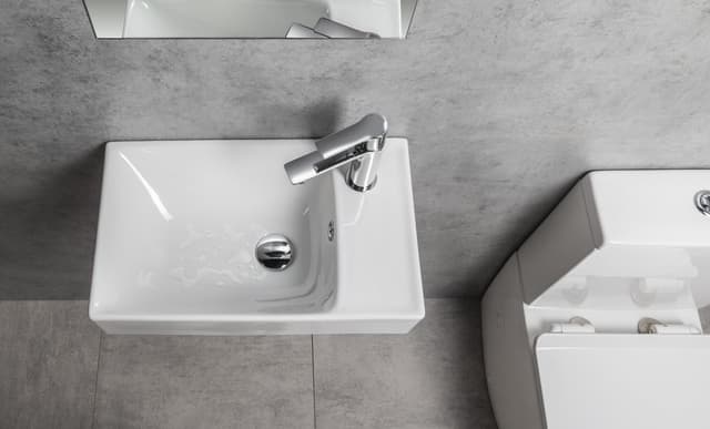 NUALI umywalka ceramiczna 50x30 cm, z baterią po prawej