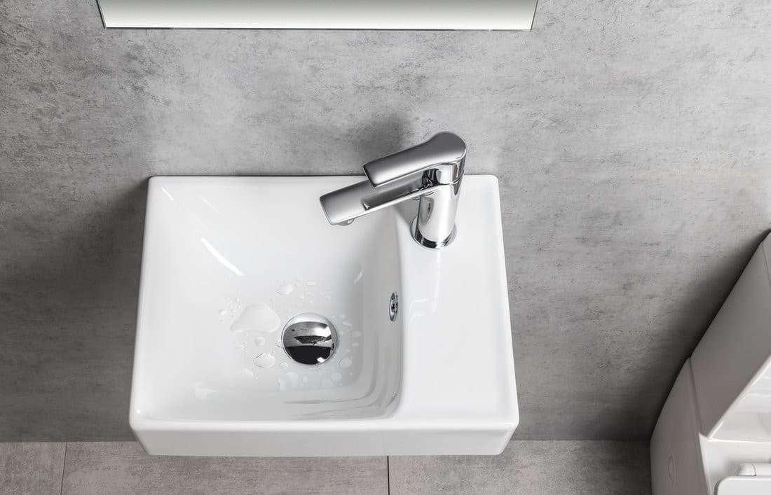 NUALI umywalka ceramiczna 40x30cm, z baterią z prawej