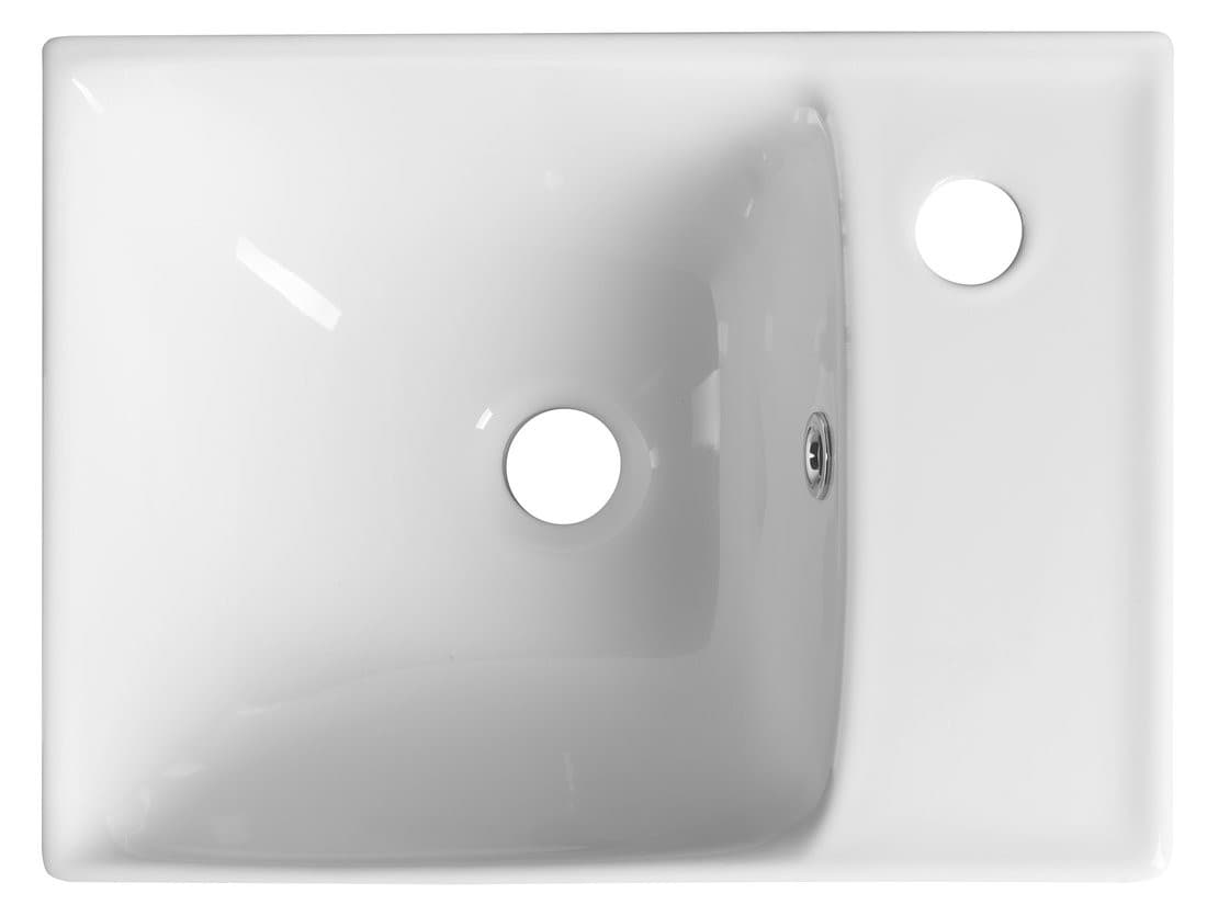 NUALI umywalka ceramiczna 40x30cm, z baterią z prawej