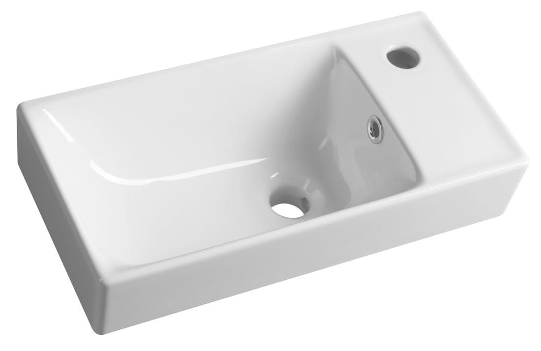 NUALI umywalka ceramiczna 50x25cm z baterią z prawej