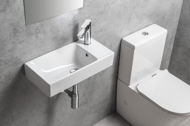 NUALI umywalka ceramiczna 50x25cm z baterią z prawej