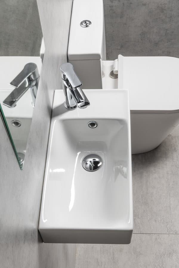 NUALI umywalka ceramiczna 50x25cm z baterią z prawej