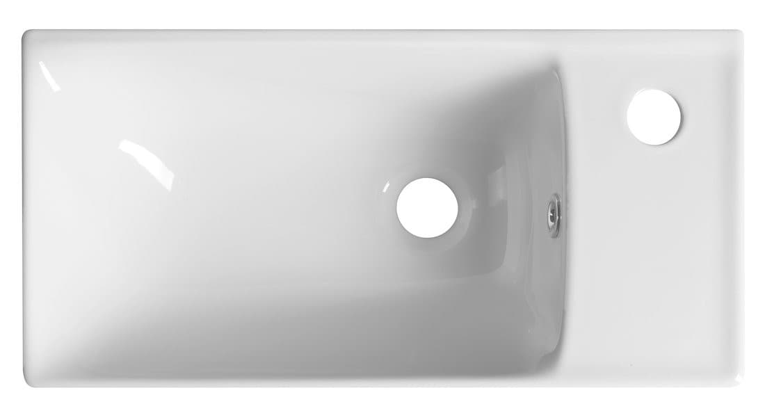 NUALI umywalka ceramiczna 50x25cm z baterią z prawej