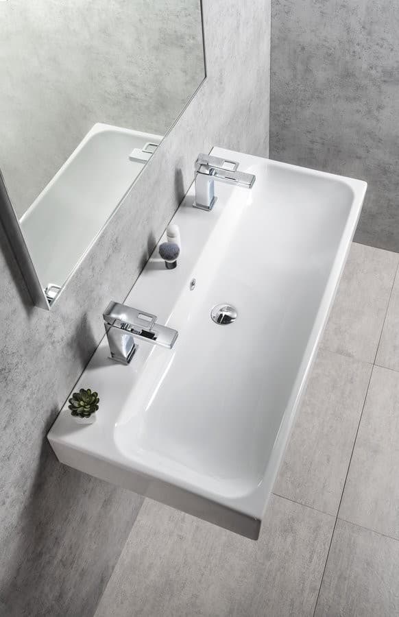 TORIDI umywalka ceramiczna 101x46,5 cm, 2 otwory