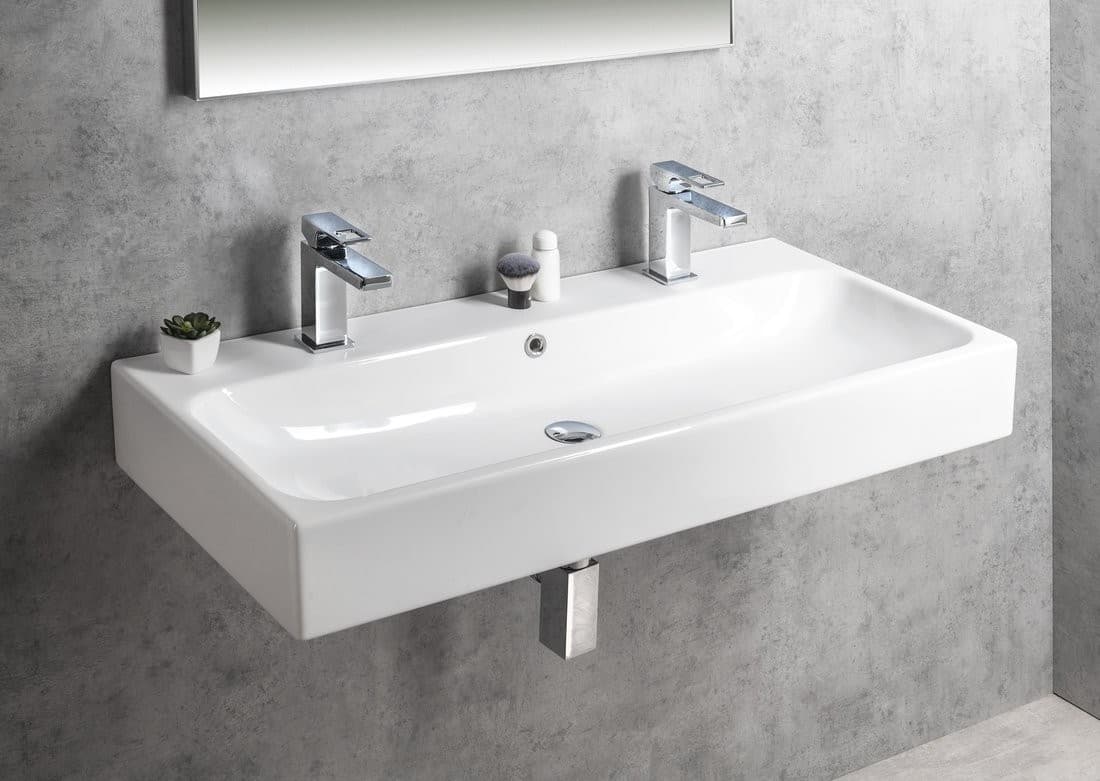 TORIDI umywalka ceramiczna 101x46,5 cm, 2 otwory