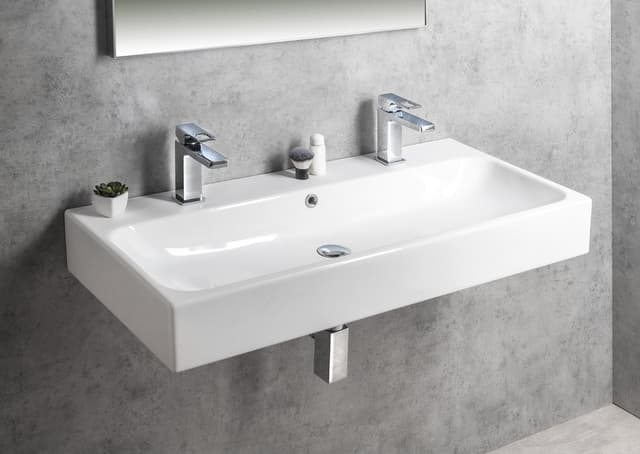 TORIDI umywalka ceramiczna 101x46,5 cm, 2 otwory