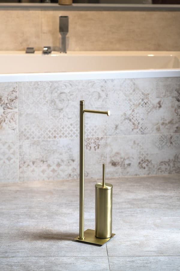 TRILLY stojak z wieszakiem na papier toaletowy i szczotką złoty