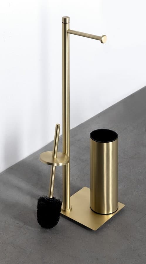 TRILLY stojak z wieszakiem na papier toaletowy i szczotką złoty