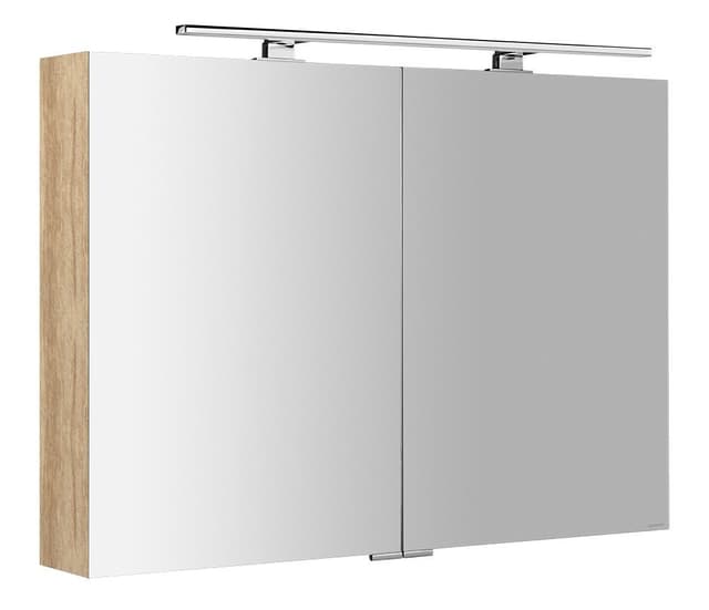 MIRRÓ szafka z lustrem LED, dąb Alabama, 100x70x16cm